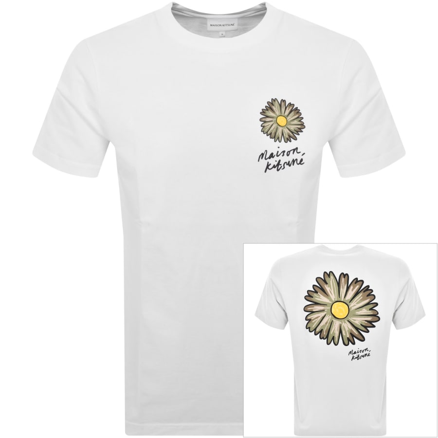 Maison Kitsune Floating Flower T Shirt White Mainline Menswear Denmark